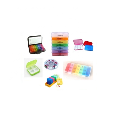 カスタムプラスチックピルボックス 10x10x3.5cm 取り外し可能なグリッド付き